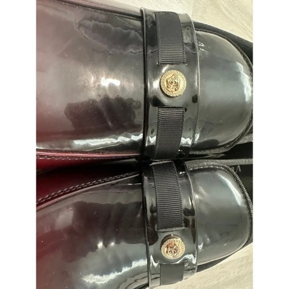 Versace Men's Black Cherry Ombre Patent Leather Medusa Loafers Italy sz 44 us 10